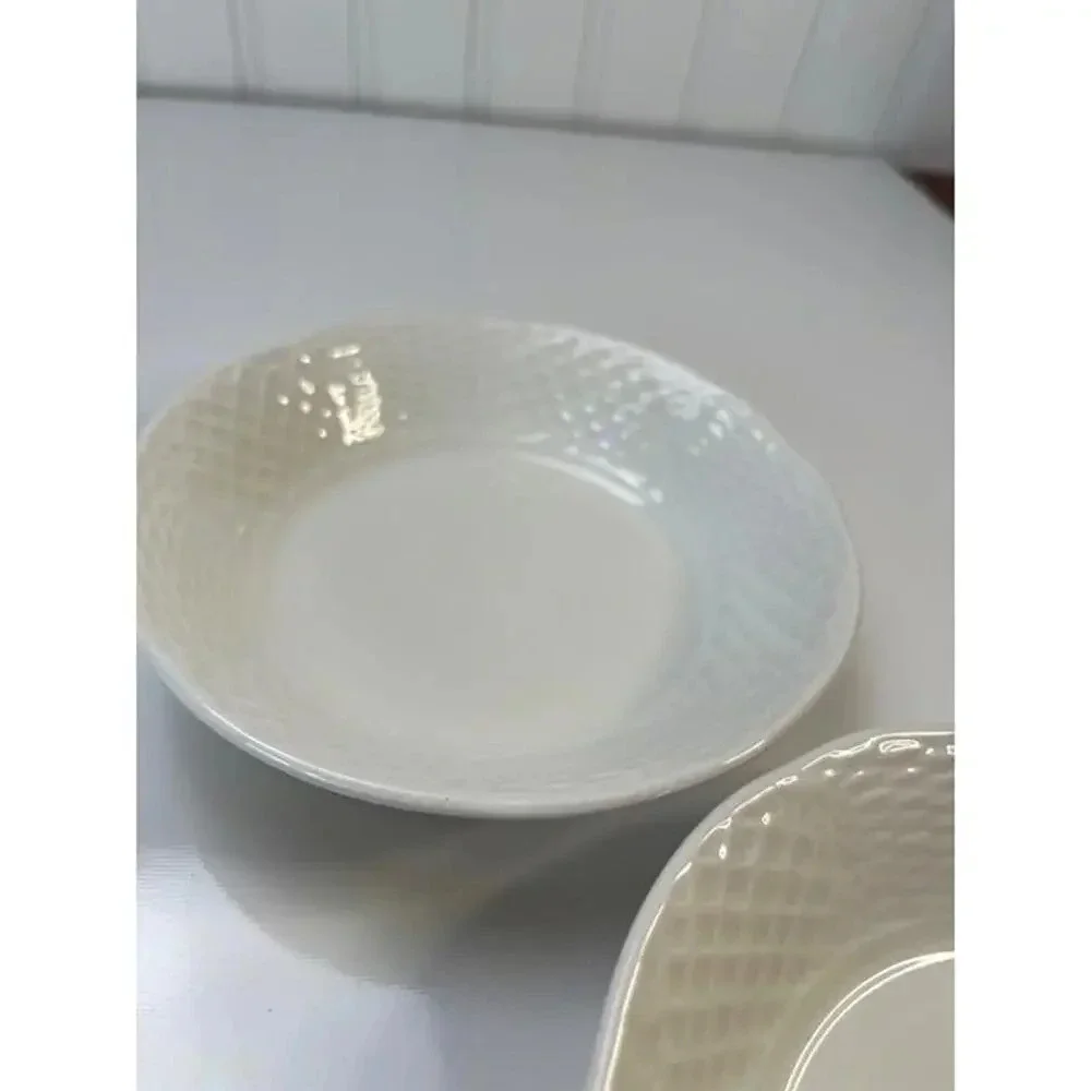 Burleigh Ironstone Staffordshire England White Basketweave Berry Bowls Set of 5